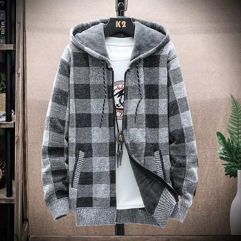 Plaid Knit Hoodie for men, detail 6