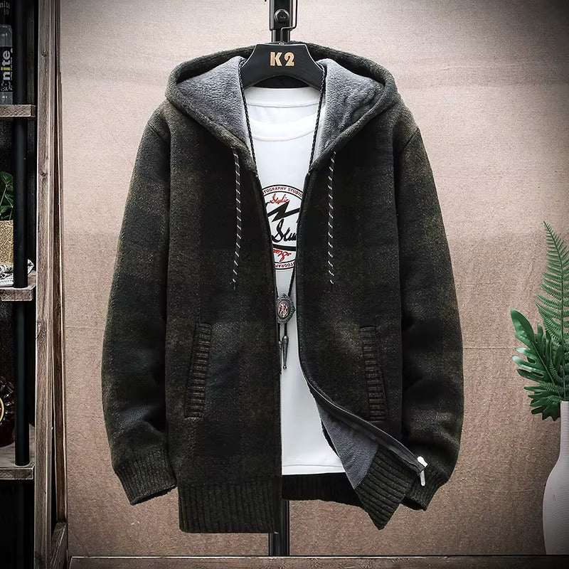 Plaid Knit Hoodie for men, detail 8