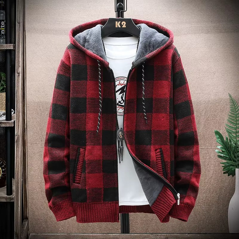 Plaid Knit Hoodie for men, detail 2