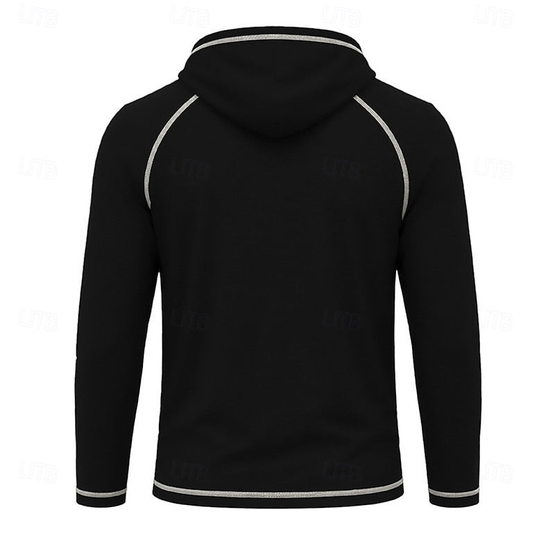 Mens pullover hoodie in Black, back view