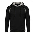 Mens pullover hoodie in Black, front view