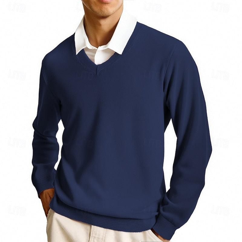 Navy lightweight V Neck Sweater for Men