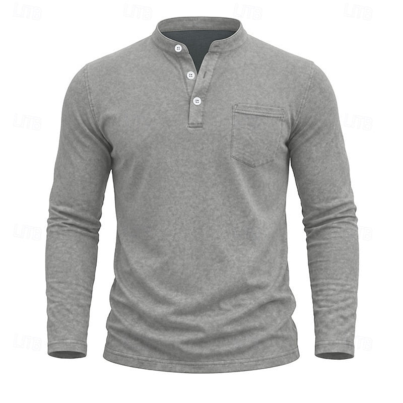 Chest Pocket Henley Shirt for Men, view 10