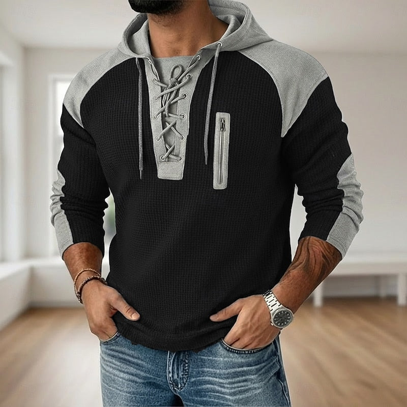 Color Block Hoodie for Men in Black