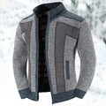 Light Gray suede Panel Zip Up Cardigan for Men