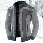 Light Gray suede Panel Zip Up Cardigan for Men