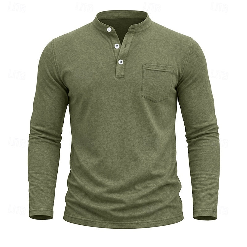 Chest Pocket Henley Shirt for Men, view 1