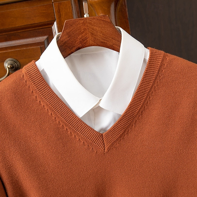Lightweight V Neck Sweater for Men, view 2