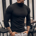 Mens turtleneck in Black, worn with light pants