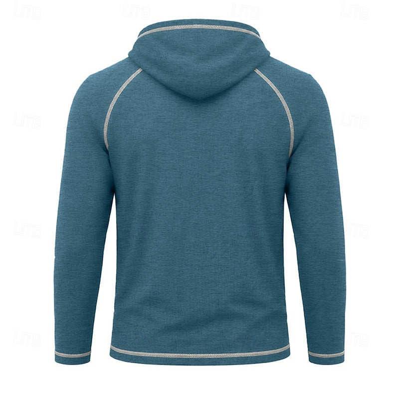 Mens pullover hoodie in Blue, back view