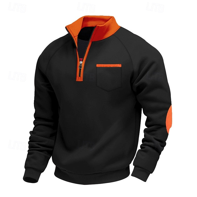 Black Quarter Zip Sweatshirt for men