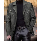 Charcoal faux Leather Blazer for Men with Button Front