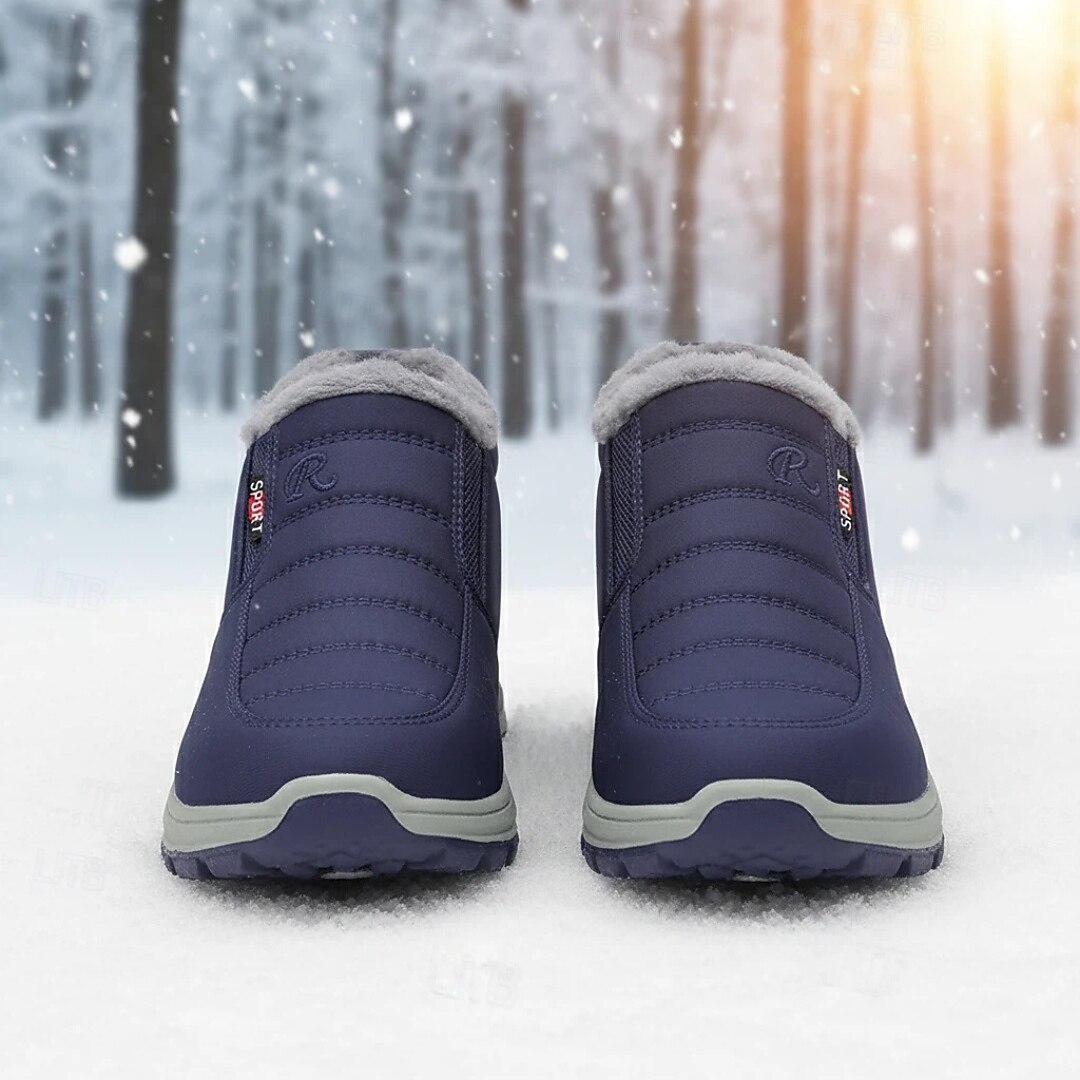 Quilted Snow Boots for Men with Faux Fur Collar