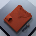 Orange soft Brushed V Neck Sweater for Men