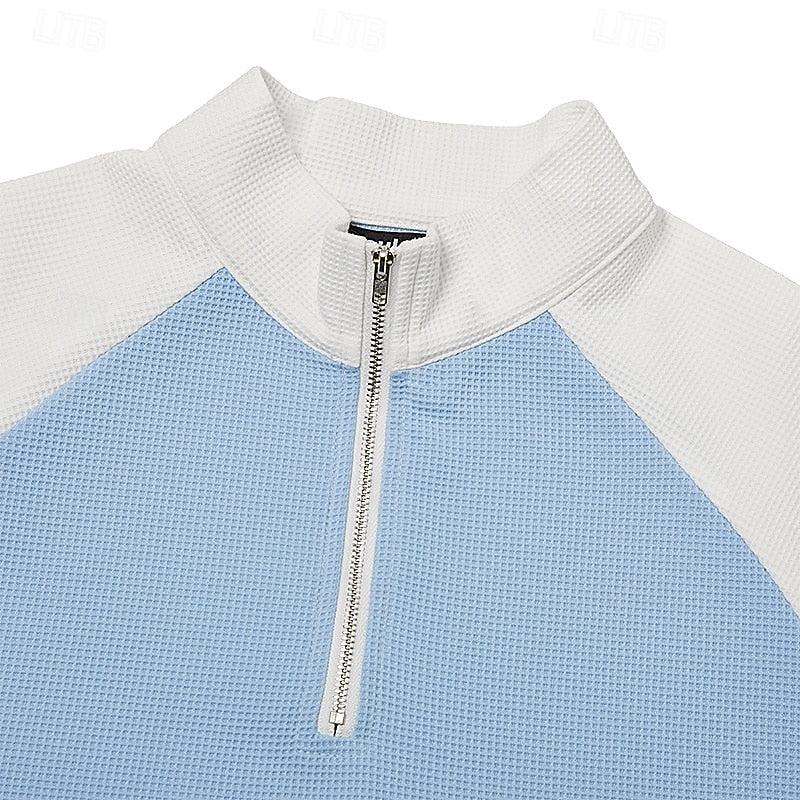 Waffle Knit Quarter Zip for Men, view 9