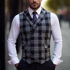 Gray plaid Dress Vest for Men