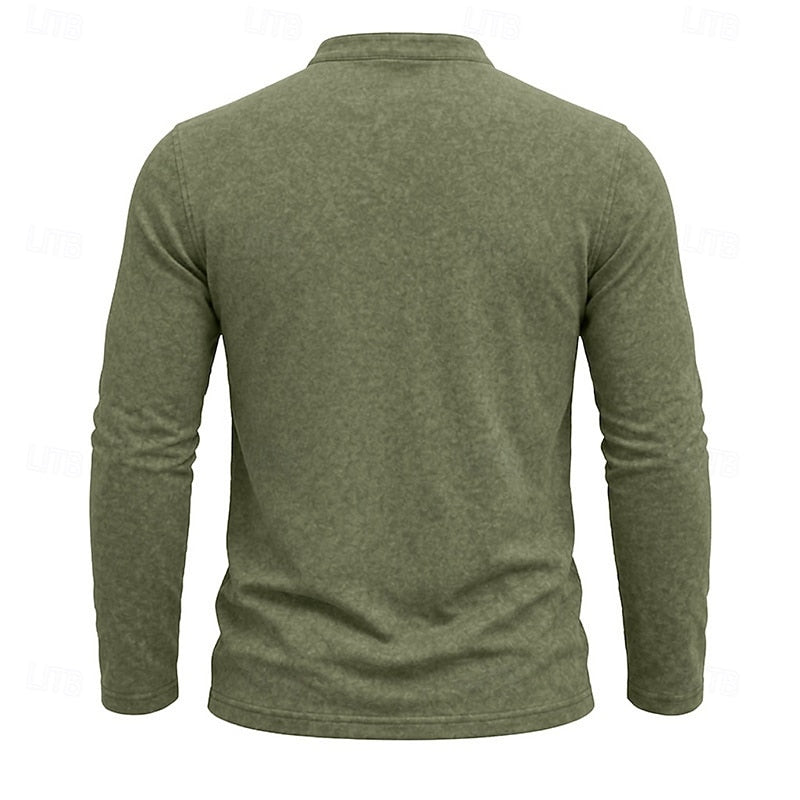 Chest Pocket Henley Shirt for Men, view 3